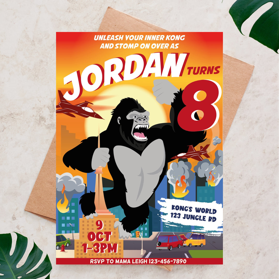 king-kong-party-invitation-gorilla-birthday-invite-printable-pigsyparty for Free Printable Godzilla Birthday Invitations King Kong Party Invitation | Gorilla Birthday Invite Printable – PigsyParty for Free Printable Godzilla Birthday Invitations