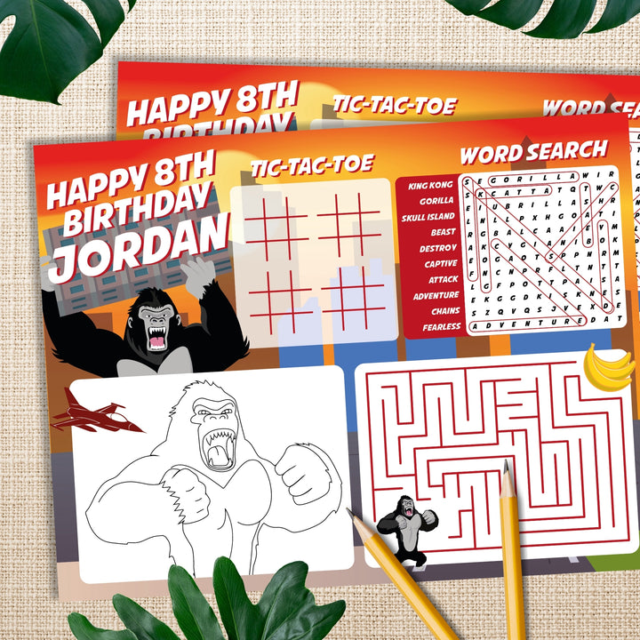 King Kong Coloring Activity Place Mat | Planet of the Apes Games | Gorilla Party Game