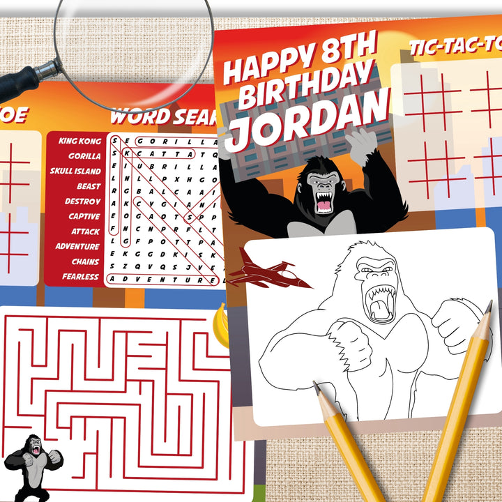 King Kong Coloring Activity Place Mat | Planet of the Apes Games | Gorilla Party Game