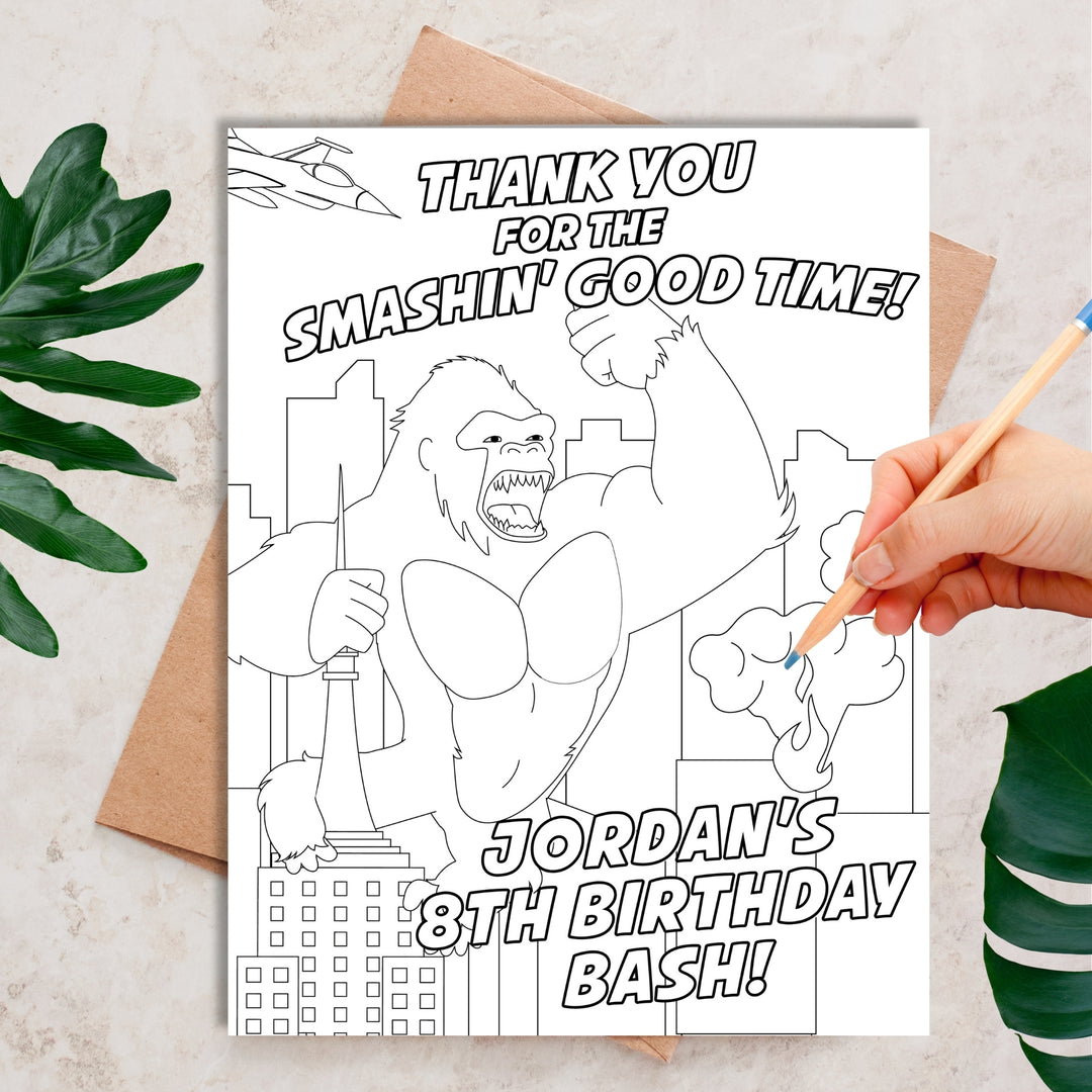 King Kong Birthday Coloring Page | Planet of the Apes Party Activity | Gorilla Party Game