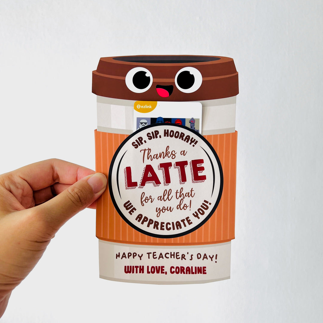 Teachers Day Coffee Gift Card Holder Printable | Teacher Appreciation Favor | Back to School Favor | Thank You Gift Card | Thanks a Latte, Funny Gift Card | Coffee Pun Gift Card