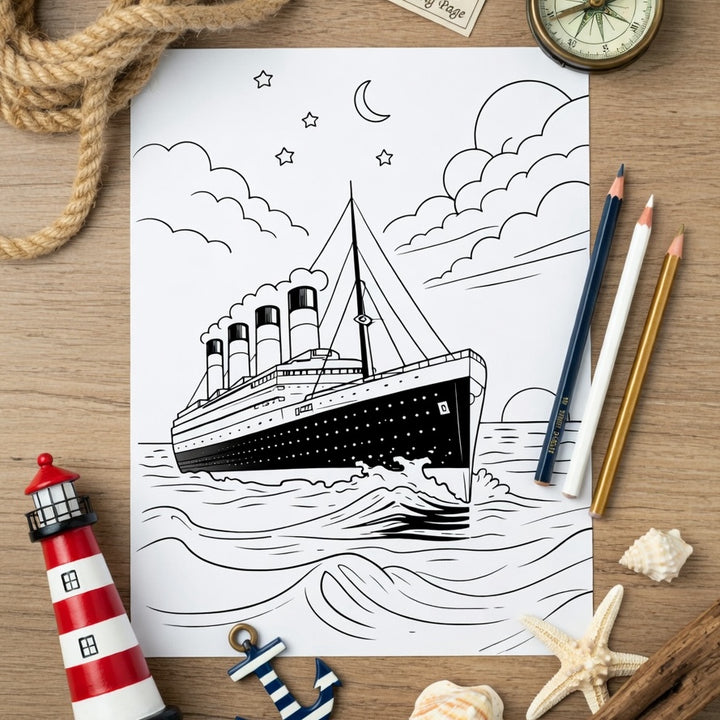 Titanic themed birthday party coloring activity printable