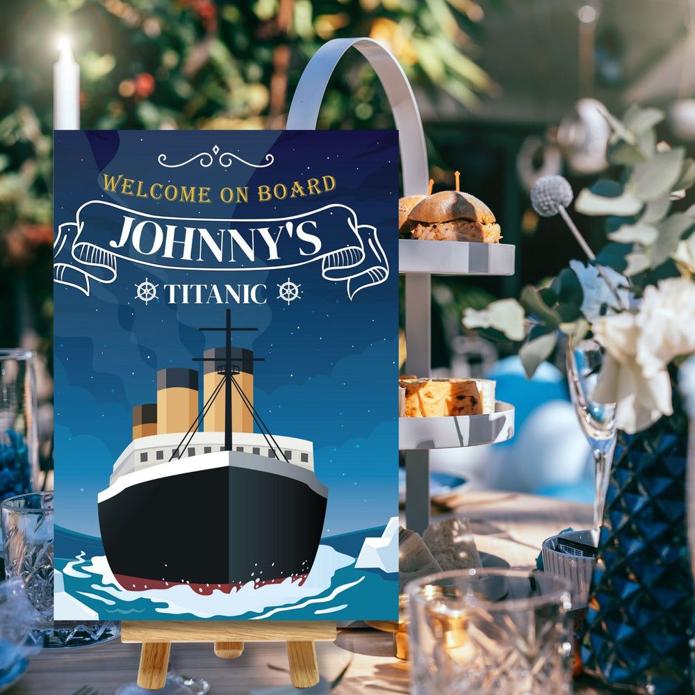 Editable Titanic welcome poster nautical party theme