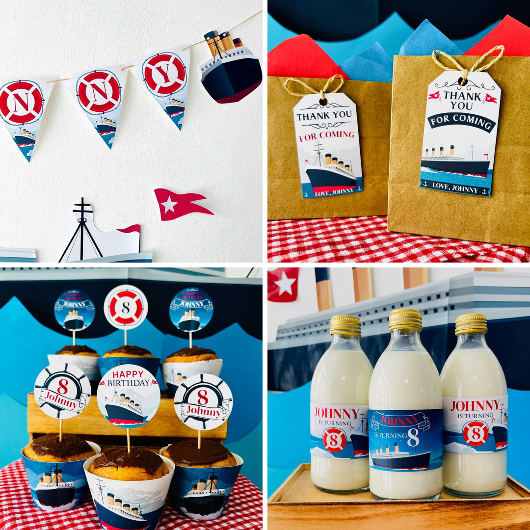 Vintage Cruise ship themed party decorations printable