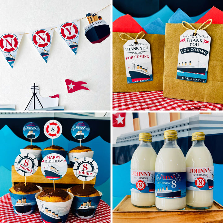 Vintage Cruise ship themed party decorations printable