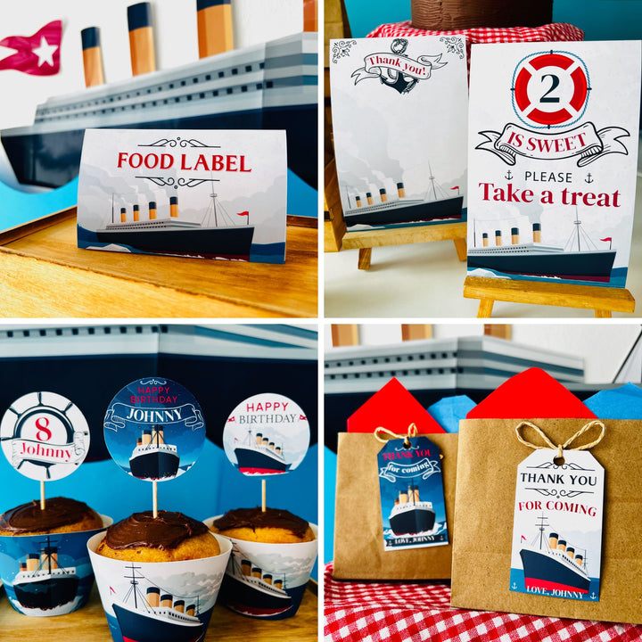 Vintage Cruise ship themed party decorations printable