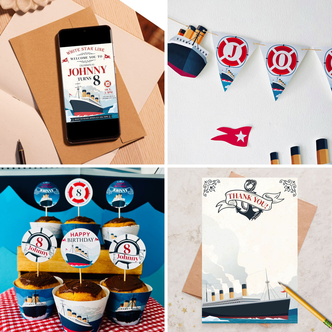 Titanic birthday party decor bundle printable kit