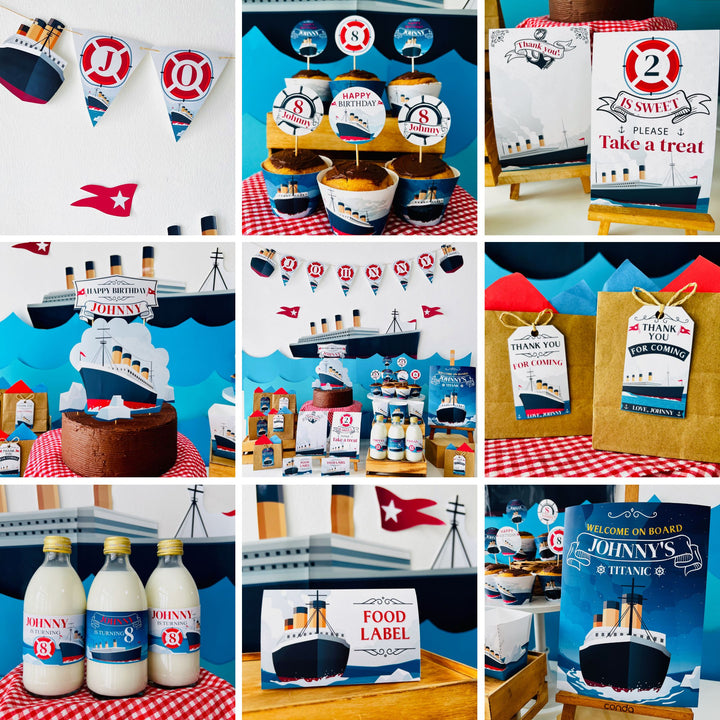 Vintage Cruise ship themed party decorations printable