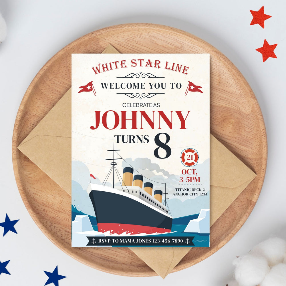 Vintage Titanic birthday invitation printable template