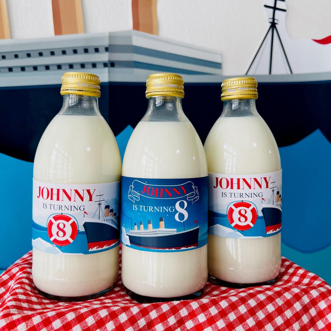 Titanic party drink bottle labels nautical theme