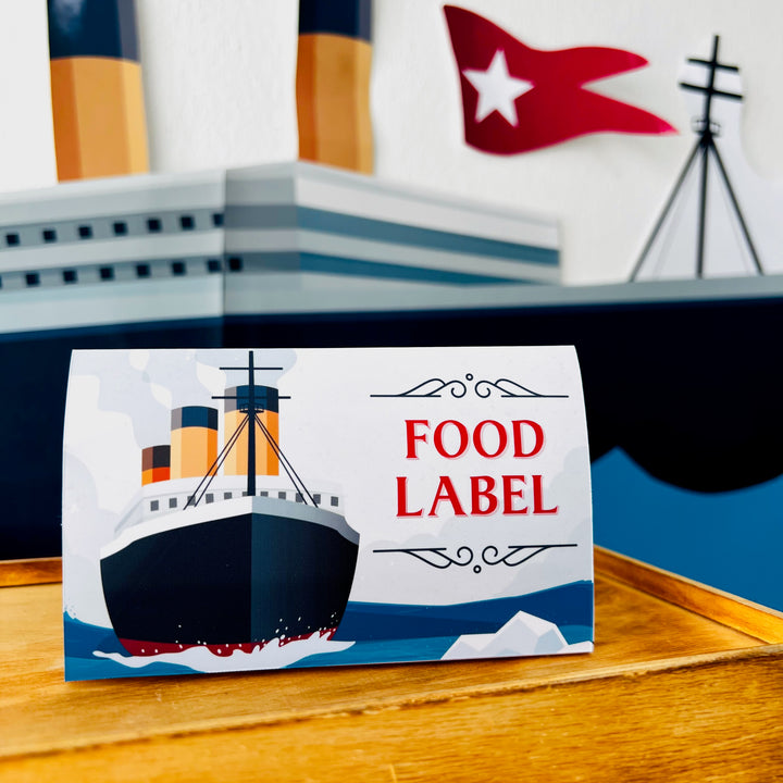 Titanic food tent cards printable buffet labels
