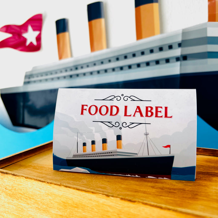 Titanic themed party food labels nautical decor