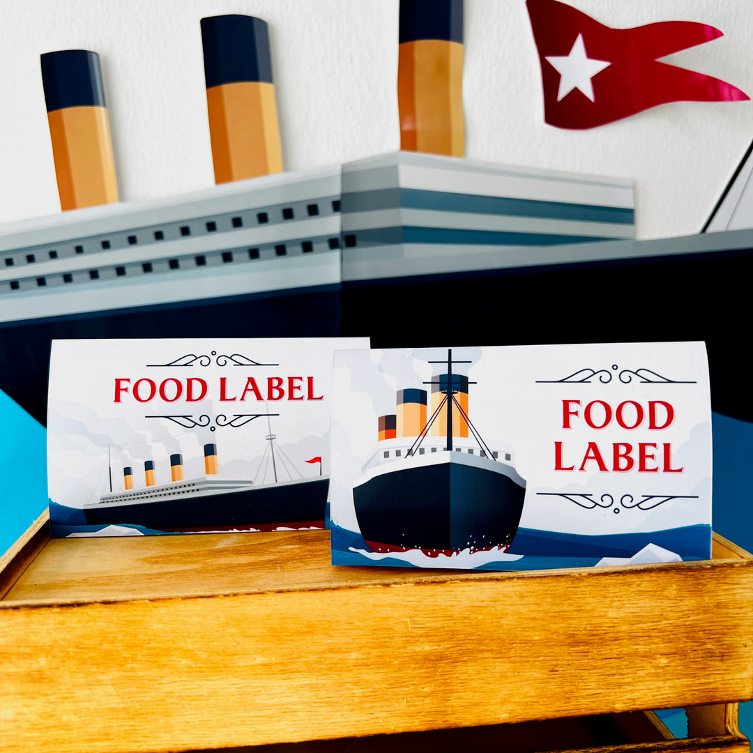 Cruise ship party buffet tent cards