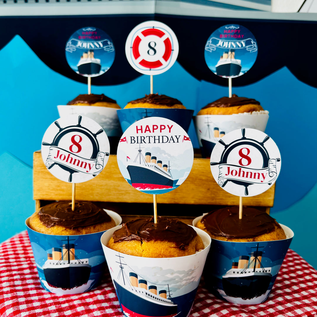 Titanic cupcake toppers printable party decoration