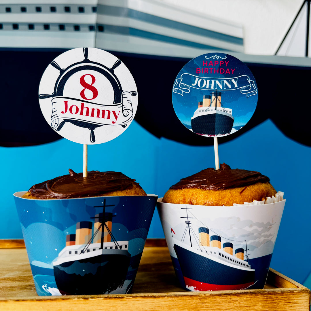 Titanic cruise ship party cupcake toppers printable