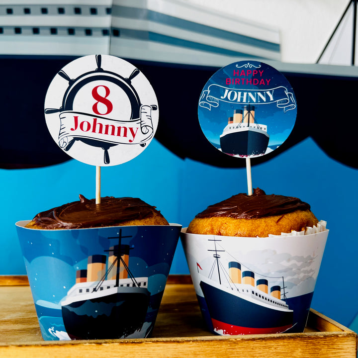 Titanic cruise ship party cupcake toppers printable