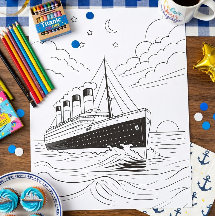 Titanic coloring page printable for kids ship coloring sheet