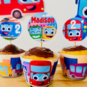 Wheels on the Bus Go Round Cupcake Toppers