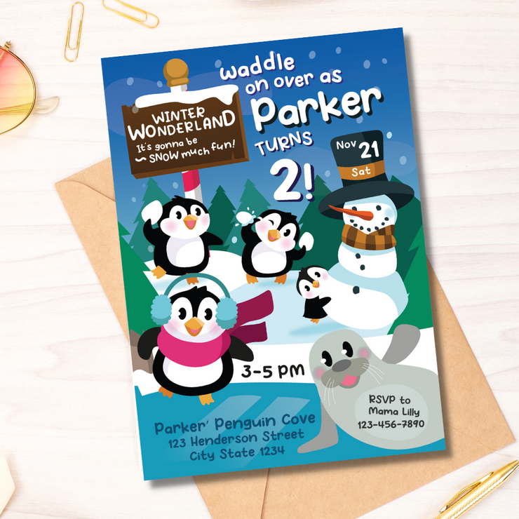 Penguin Wonderland Invitation