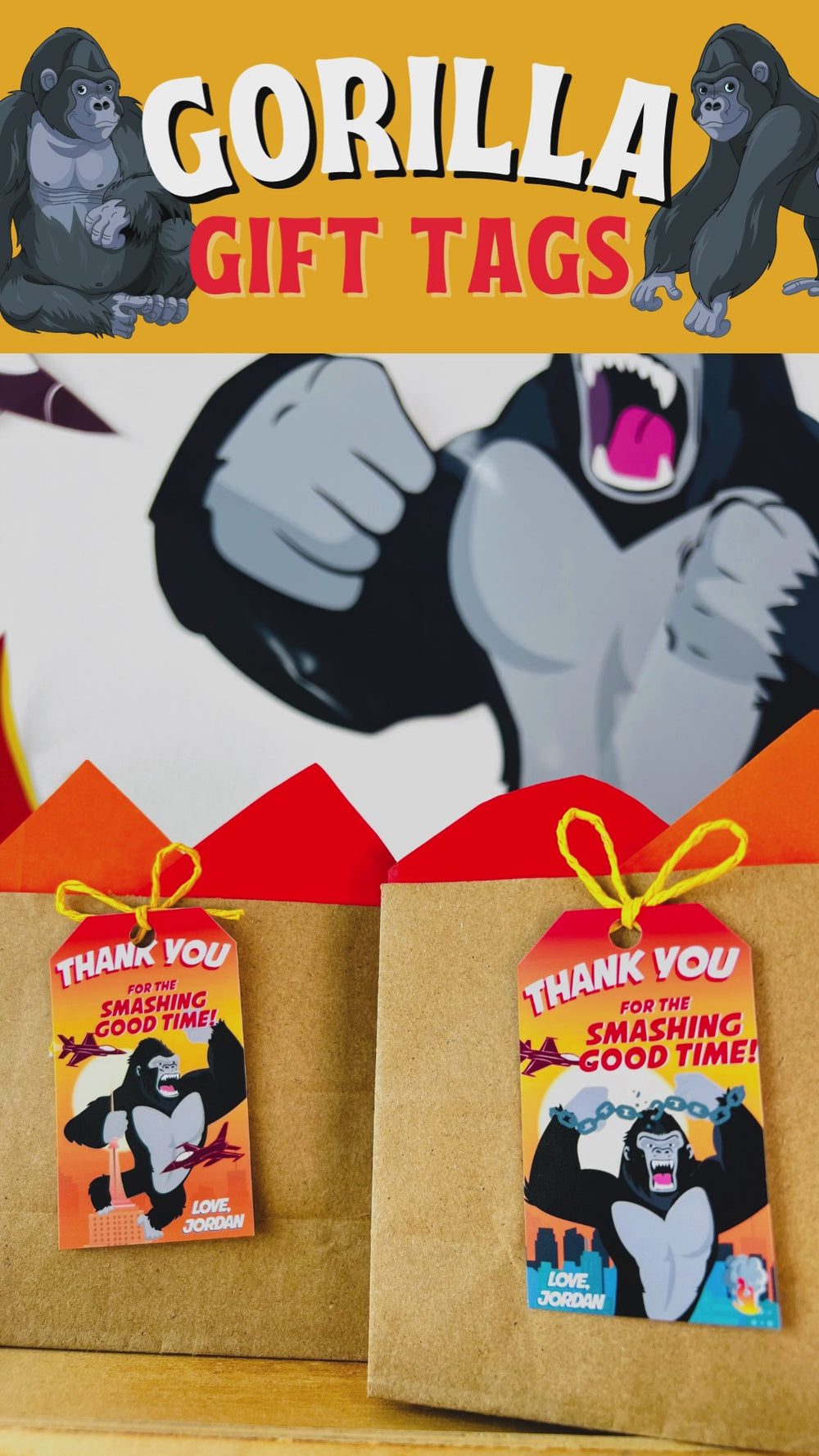 King Kong Party Favor Gift Tags