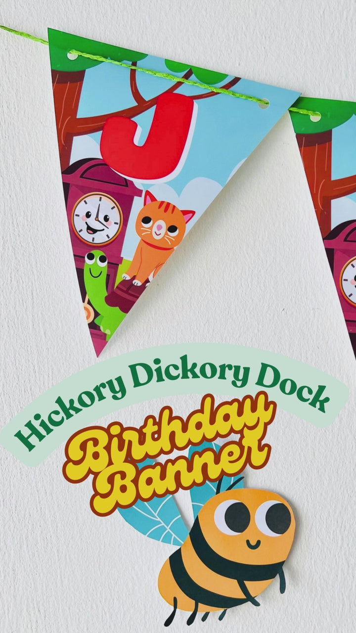 Hickory Dickory Dock Birthday Banner | Nursery Rhymes Party Decoration | Mouse went up the Clock Party Decor | First Birthday