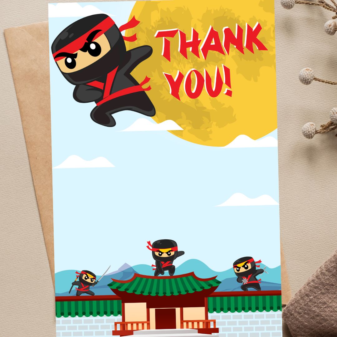 Ninja Thank You Card | Pigsy Party Decoration – PigsyParty