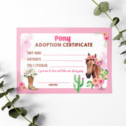 Adopt a Pony Certificate