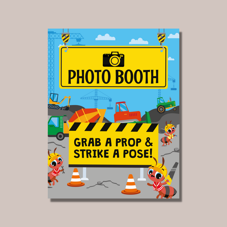 Ants Construction Trucks Photo Booth Display Sign