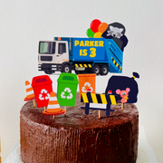 Blue Garbage Truck Cake Toppers