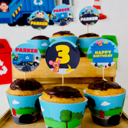 Blue Garbage Truck Cupcake Toppers