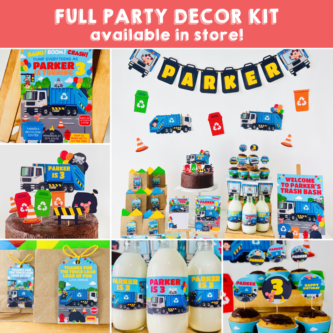 Blue Garbage Truck Full Party Decor Kit