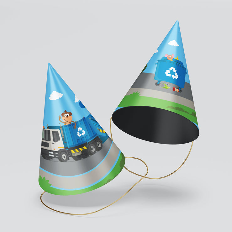Blue Garbage Truck Party Hats