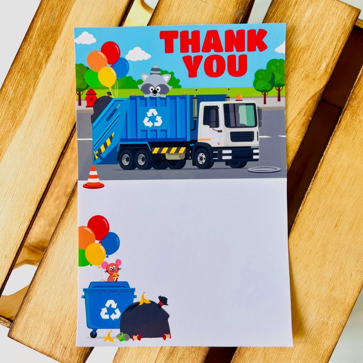 Blue Garbage Truck Thank You Card