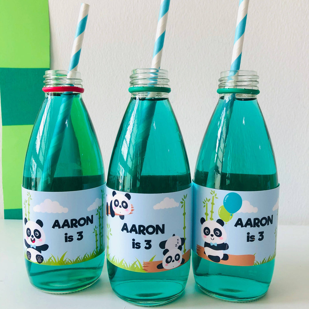 Boy Panda Bottle Stickers