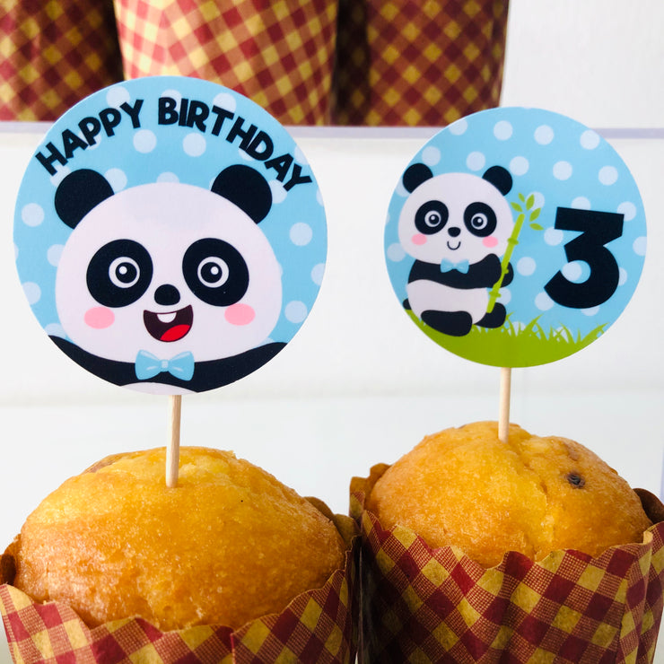 Boy Panda Cupcake Toppers