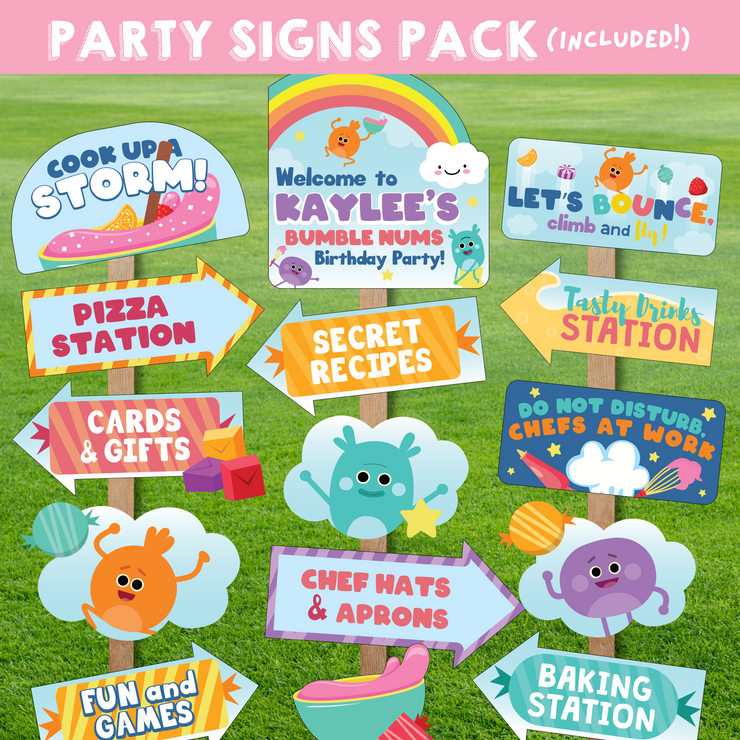 Bumble Nums Party Signs Pack