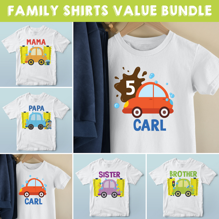 Car Wash Birthday Shirt Family Bundle