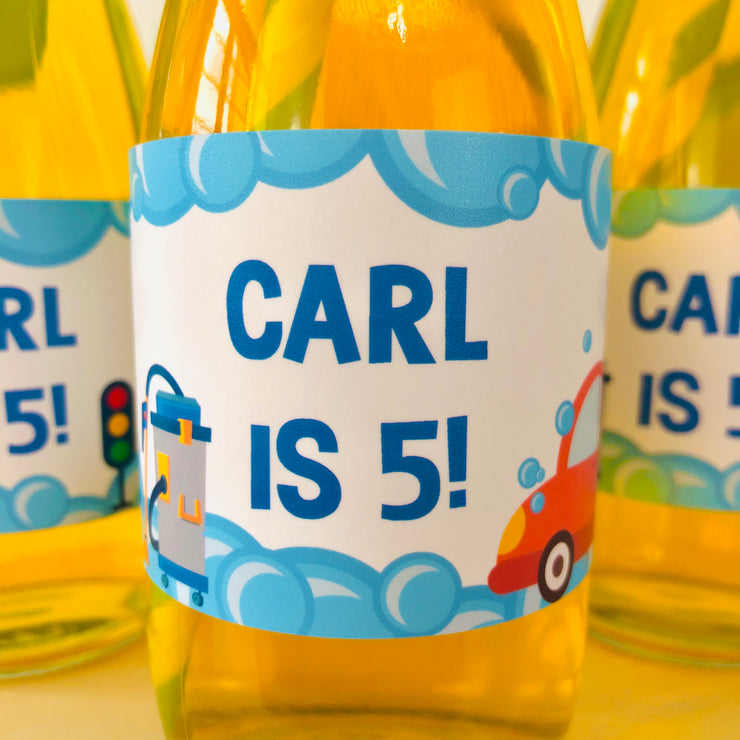 Car Wash Party Drinks Label