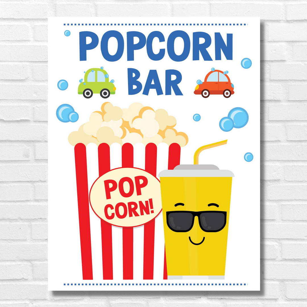 car-wash-popcorn-party-sign-pigsy-party-decoration-pigsyparty for Free Printable Popcorn Bar Sign Car Wash Popcorn Party Sign | Pigsy Party Decoration – PigsyParty for Free Printable Popcorn Bar Sign