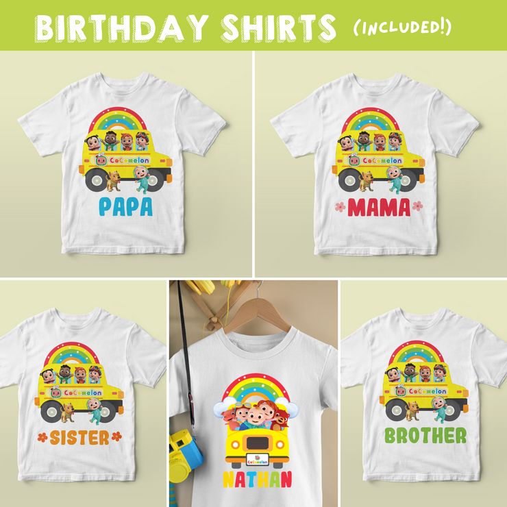 Cocomelon Wheels on the Bus Birthday Shirts