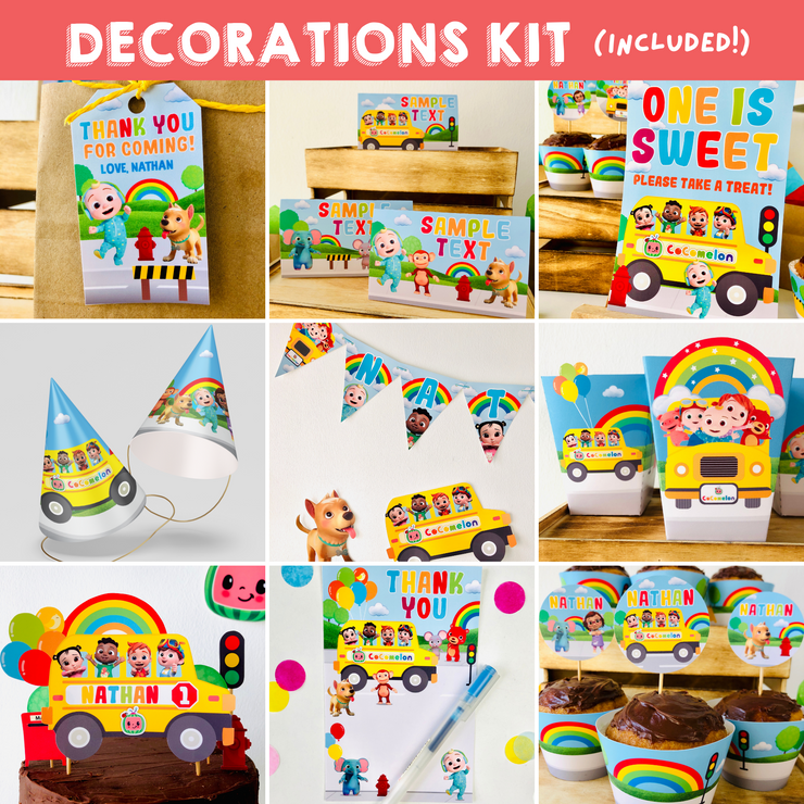 Cocomelon Wheels on the Bus Decorations Kit