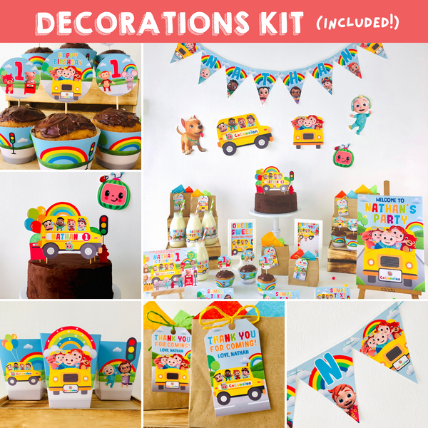Cocomelon Wheels on the Bus Decorations Kit