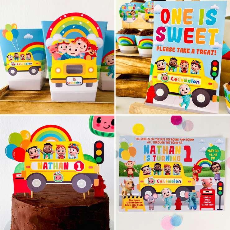 Cocomelon Wheels on the Bus Party Decorations Kit