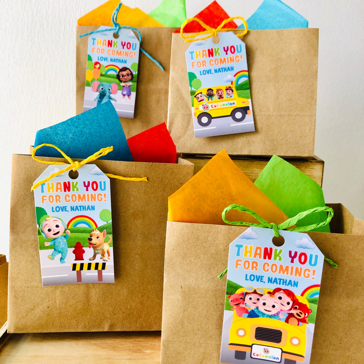 Cocomelon Wheels on the Bus Party Favor Tags