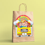 Cocomelon Wheels on the Bus Party Favors Goodie Bag Tag