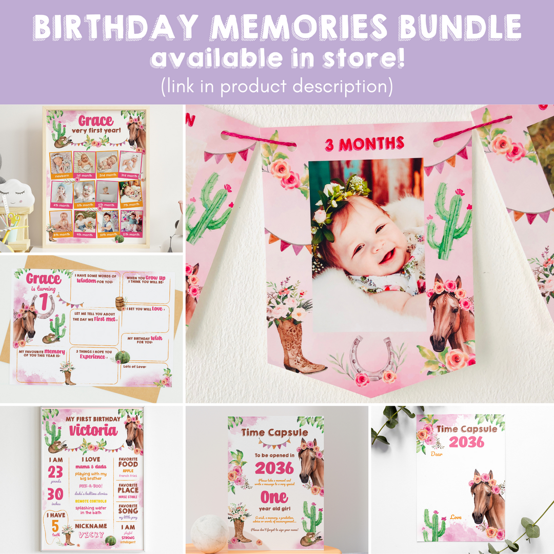 Cowgirl Horse Birthday Memories Bundle Available