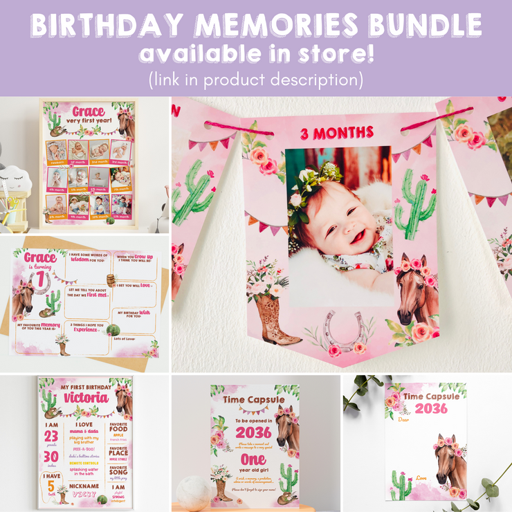 Cowgirl Horse Birthday Memories Bundle Available
