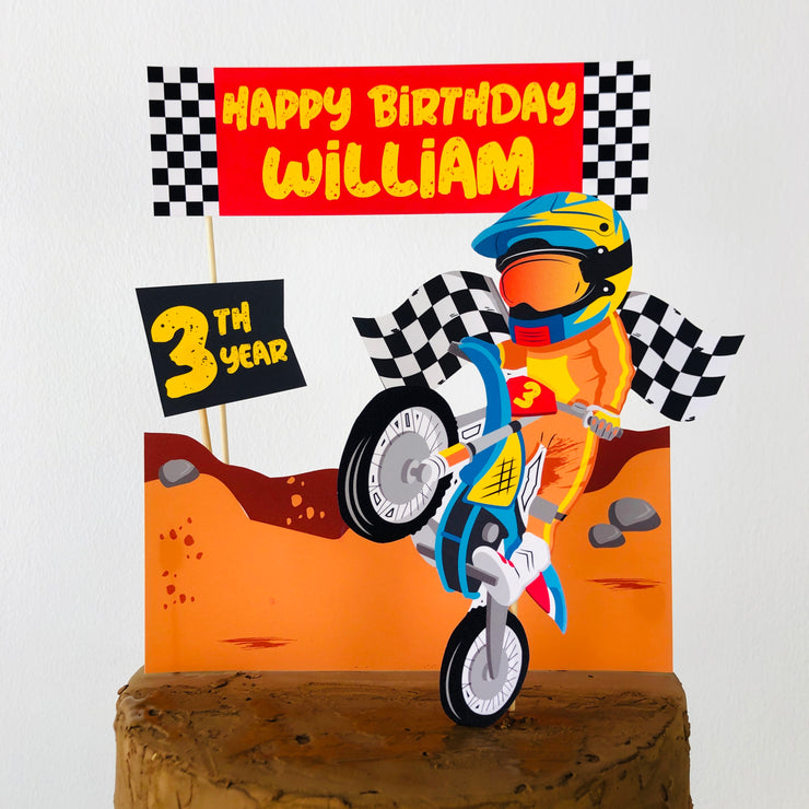 Motorcycle Racing Theme Birthday Cake Topper Extreme Sports Racing