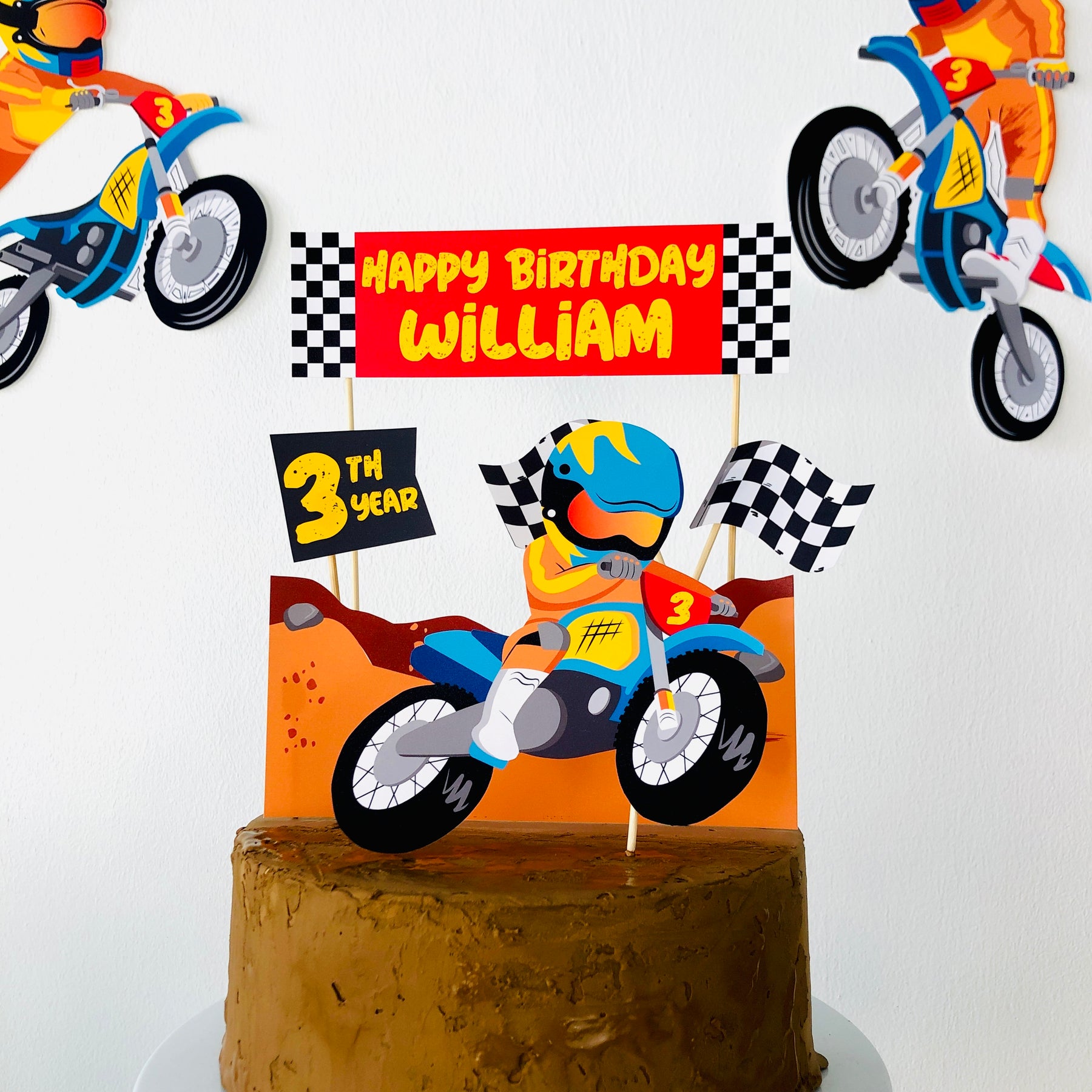 Personalised Custom Cake Topper Birthday Any Name Motor bike MotorX Dirt  Bike  eBay