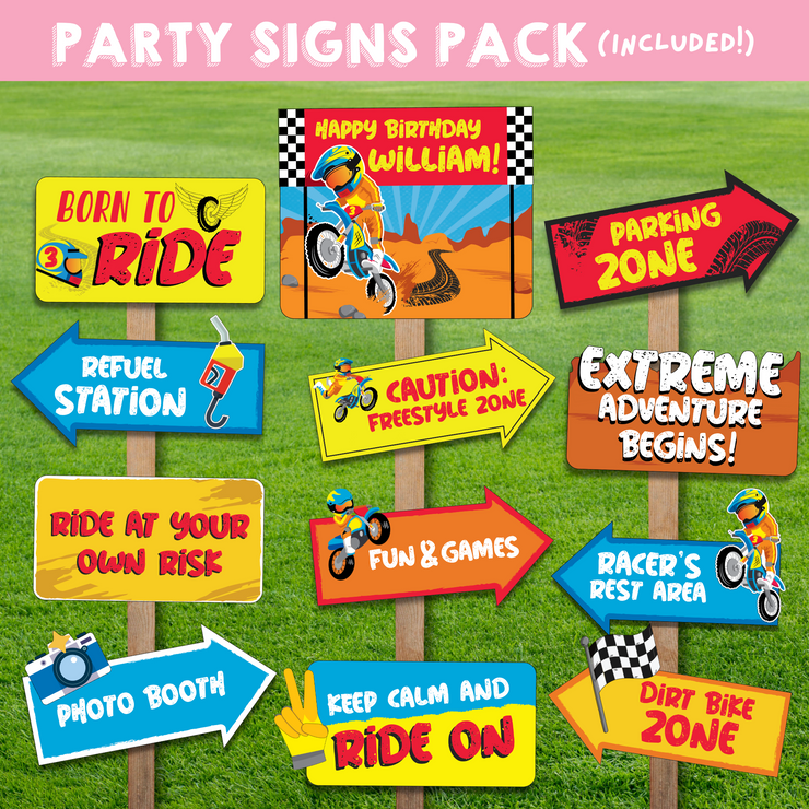 Dirt Bike Party Signs Pack